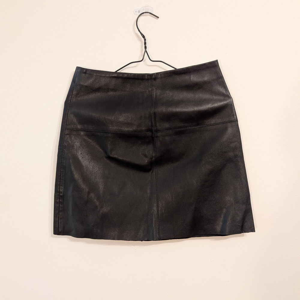 Classic Black Leather Skirt